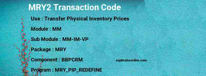 SAP MRY2 transaction code