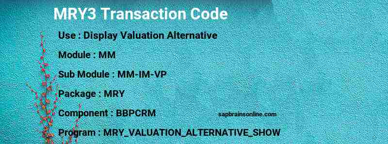 SAP MRY3 transaction code
