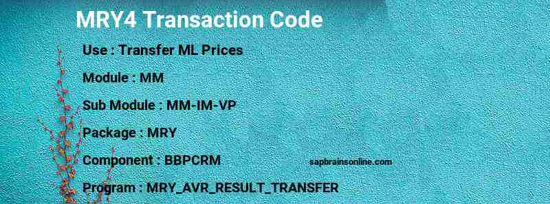 SAP MRY4 transaction code