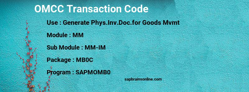 SAP OMCC transaction code