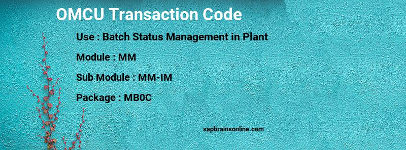 SAP OMCU transaction code