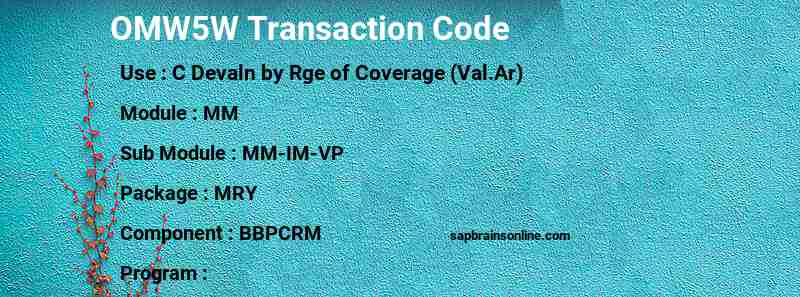 SAP OMW5W transaction code