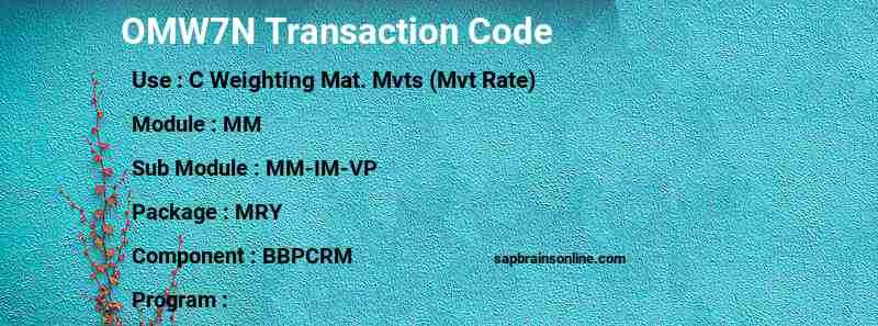 SAP OMW7N transaction code