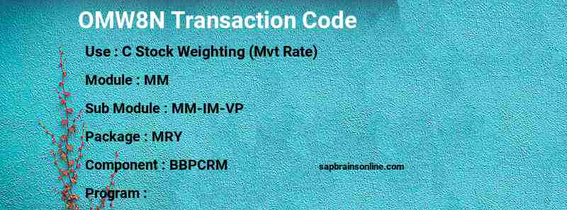 SAP OMW8N transaction code