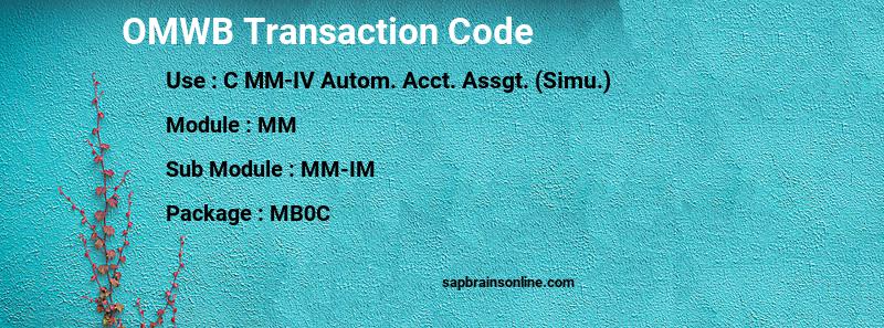 SAP OMWB transaction code