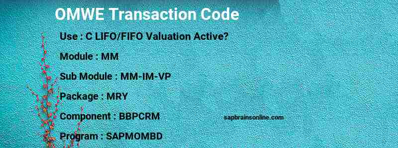 SAP OMWE transaction code