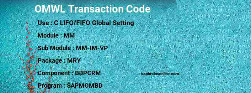 SAP OMWL transaction code