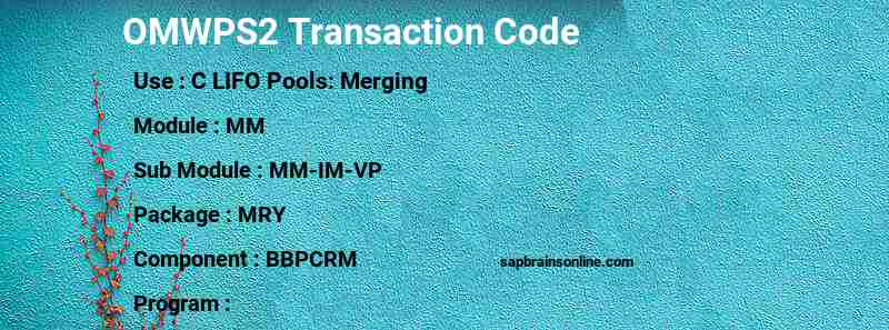 SAP OMWPS2 transaction code