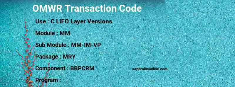 SAP OMWR transaction code