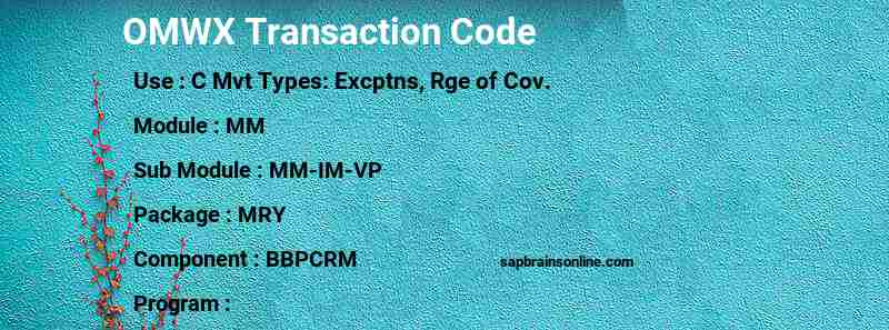 SAP OMWX transaction code