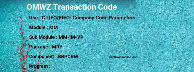 SAP OMWZ transaction code