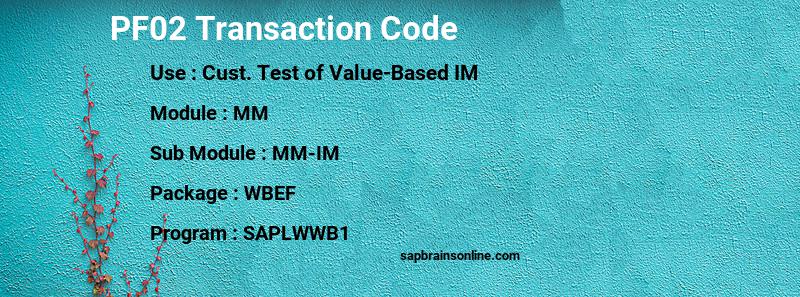 SAP PF02 transaction code