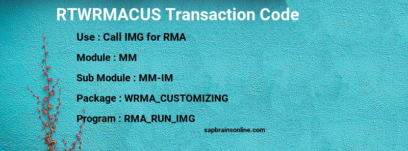 SAP RTWRMACUS transaction code