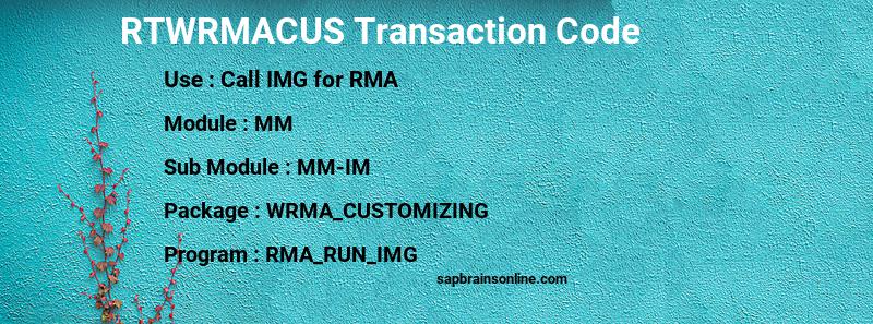 SAP RTWRMACUS transaction code