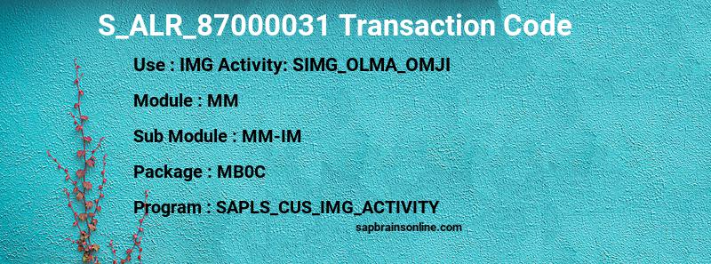 SAP S_ALR_87000031 transaction code