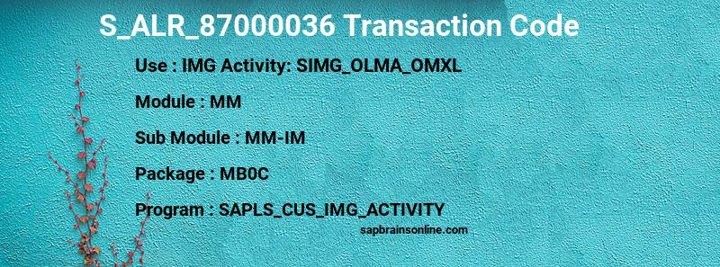 SAP S_ALR_87000036 transaction code