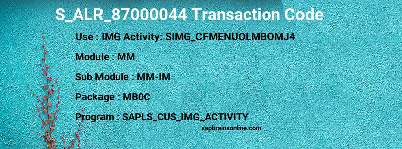 SAP S_ALR_87000044 transaction code