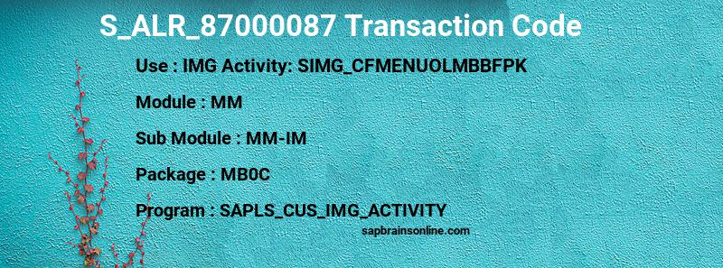 SAP S_ALR_87000087 transaction code