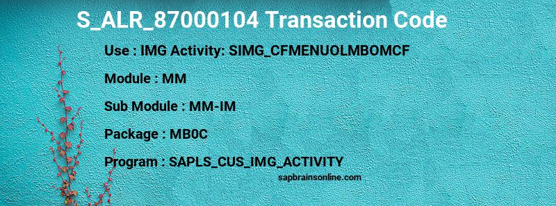 SAP S_ALR_87000104 transaction code