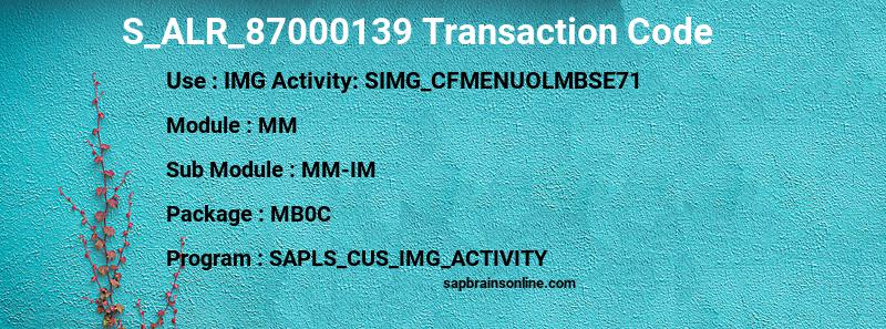 SAP S_ALR_87000139 transaction code