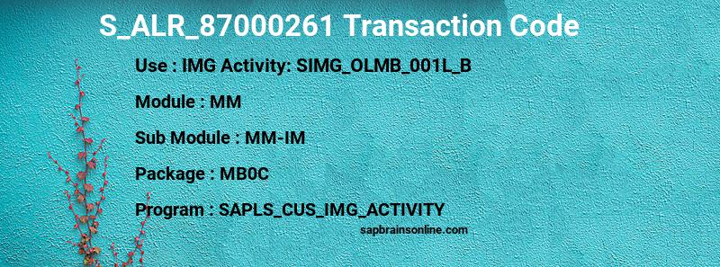 SAP S_ALR_87000261 transaction code