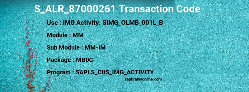 SAP S_ALR_87000261 transaction code