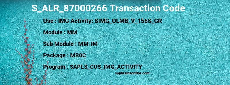SAP S_ALR_87000266 transaction code