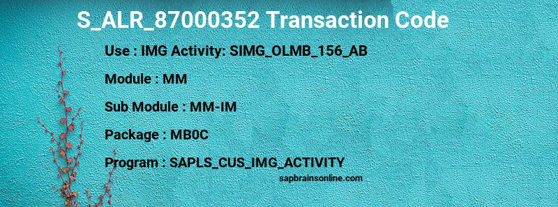 SAP S_ALR_87000352 transaction code