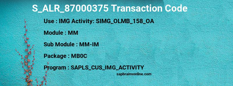 SAP S_ALR_87000375 transaction code