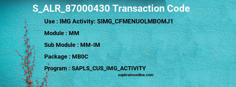 SAP S_ALR_87000430 transaction code