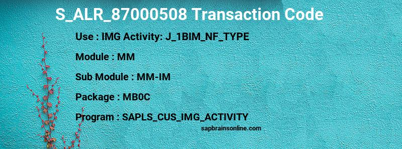 SAP S_ALR_87000508 transaction code