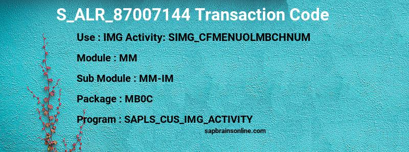 SAP S_ALR_87007144 transaction code