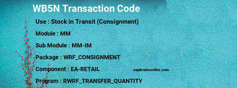 SAP WB5N transaction code