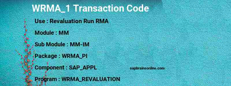 SAP WRMA_1 transaction code