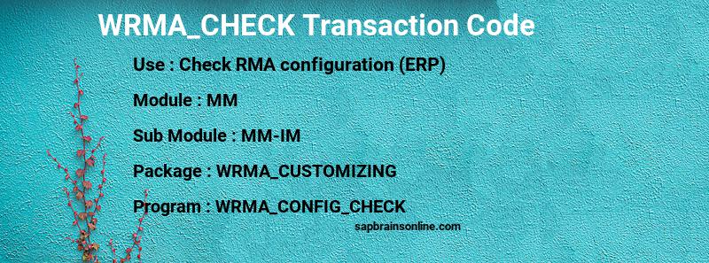 SAP WRMA_CHECK transaction code