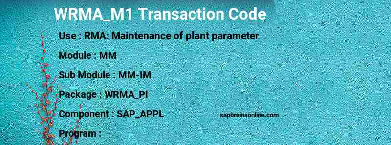 SAP WRMA_M1 transaction code