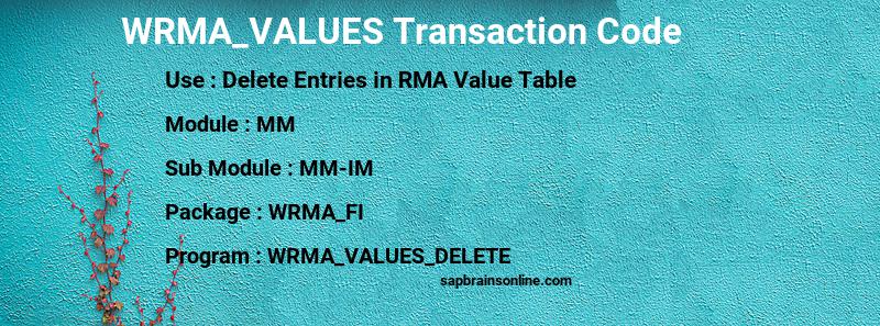 SAP WRMA_VALUES transaction code