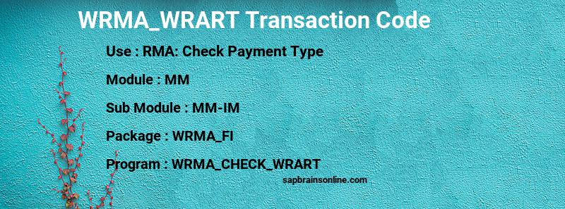 SAP WRMA_WRART transaction code