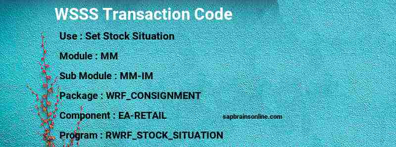 SAP WSSS transaction code
