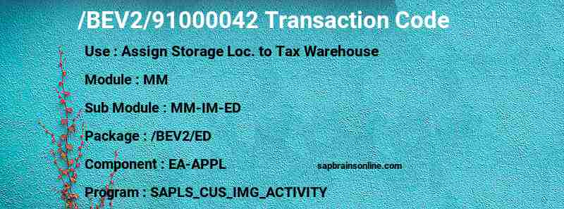 SAP /BEV2/91000042 transaction code