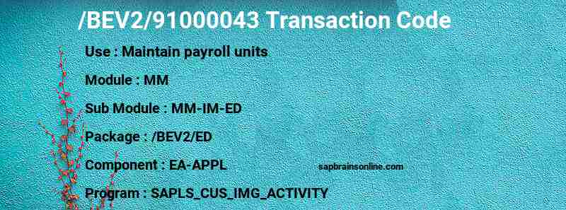 SAP /BEV2/91000043 transaction code