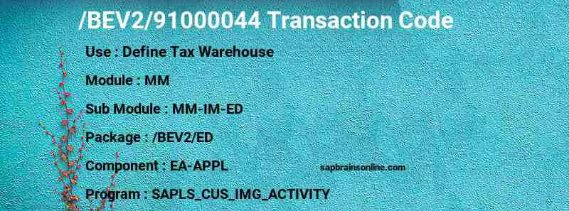 SAP /BEV2/91000044 transaction code
