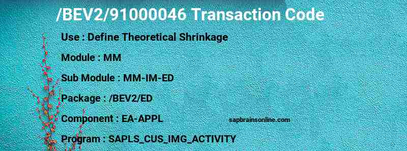 SAP /BEV2/91000046 transaction code