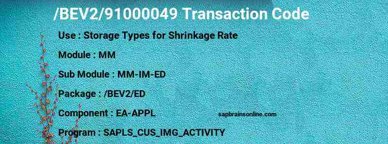 SAP /BEV2/91000049 transaction code