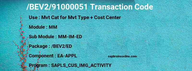 SAP /BEV2/91000051 transaction code
