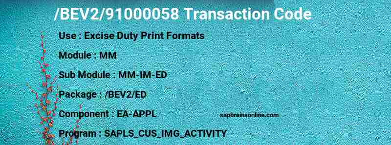 SAP /BEV2/91000058 transaction code