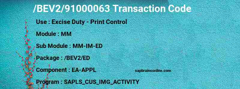 SAP /BEV2/91000063 transaction code