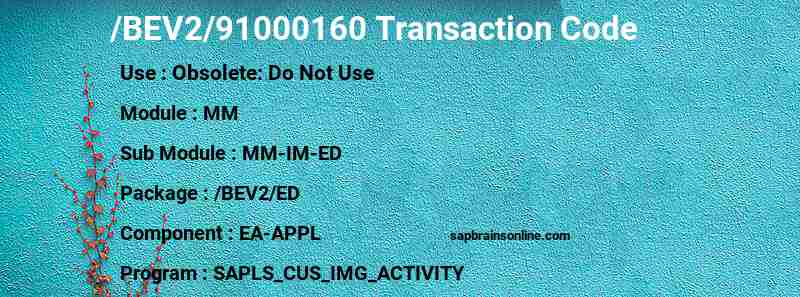 SAP /BEV2/91000160 transaction code