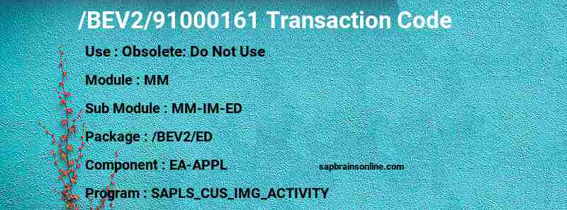 SAP /BEV2/91000161 transaction code