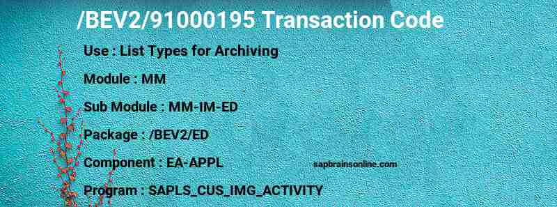 SAP /BEV2/91000195 transaction code